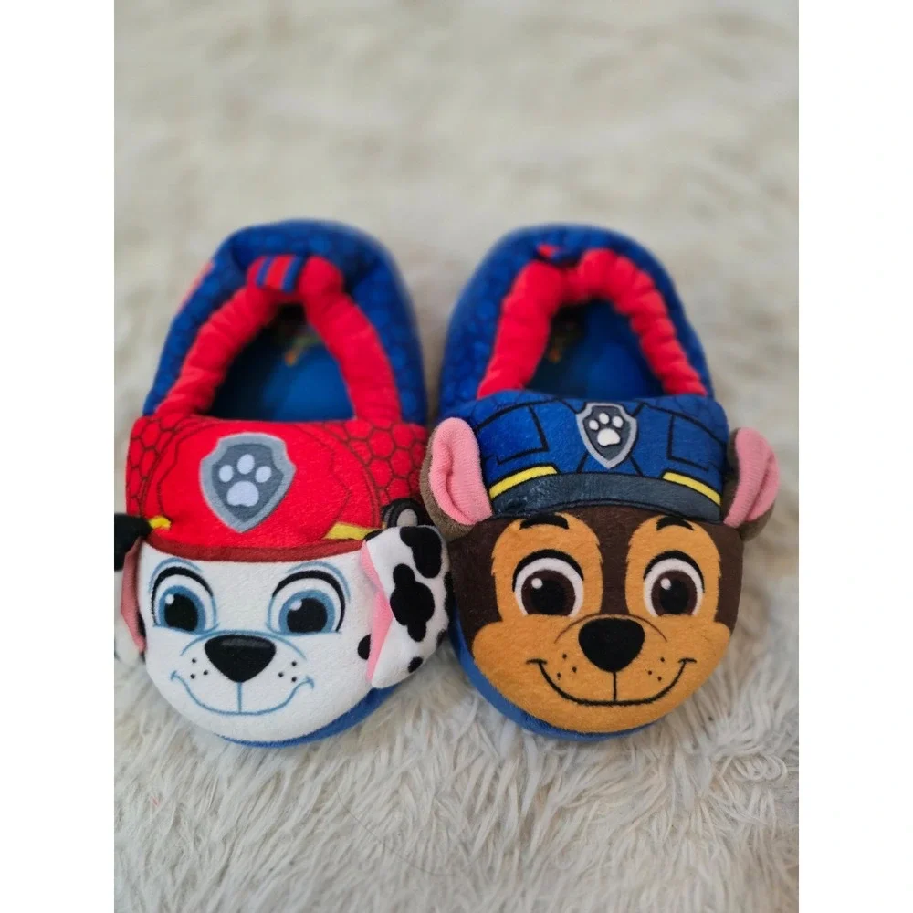 PAW Patrol Toddler Boys Size 9/10 Chase & Marshall Plush Slippers House Shoes
